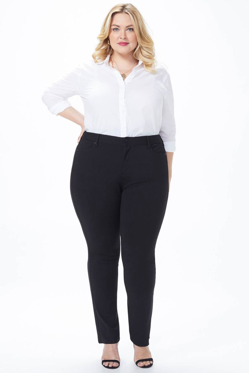 Black Women's NYDJ Plus Marilyn Straight Pants | NZ 609ELAIBT