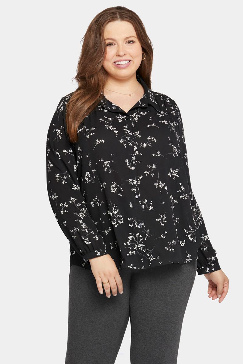 Black Women\'s NYDJ Plus Modern Blouse | NZ 289VFTRAD