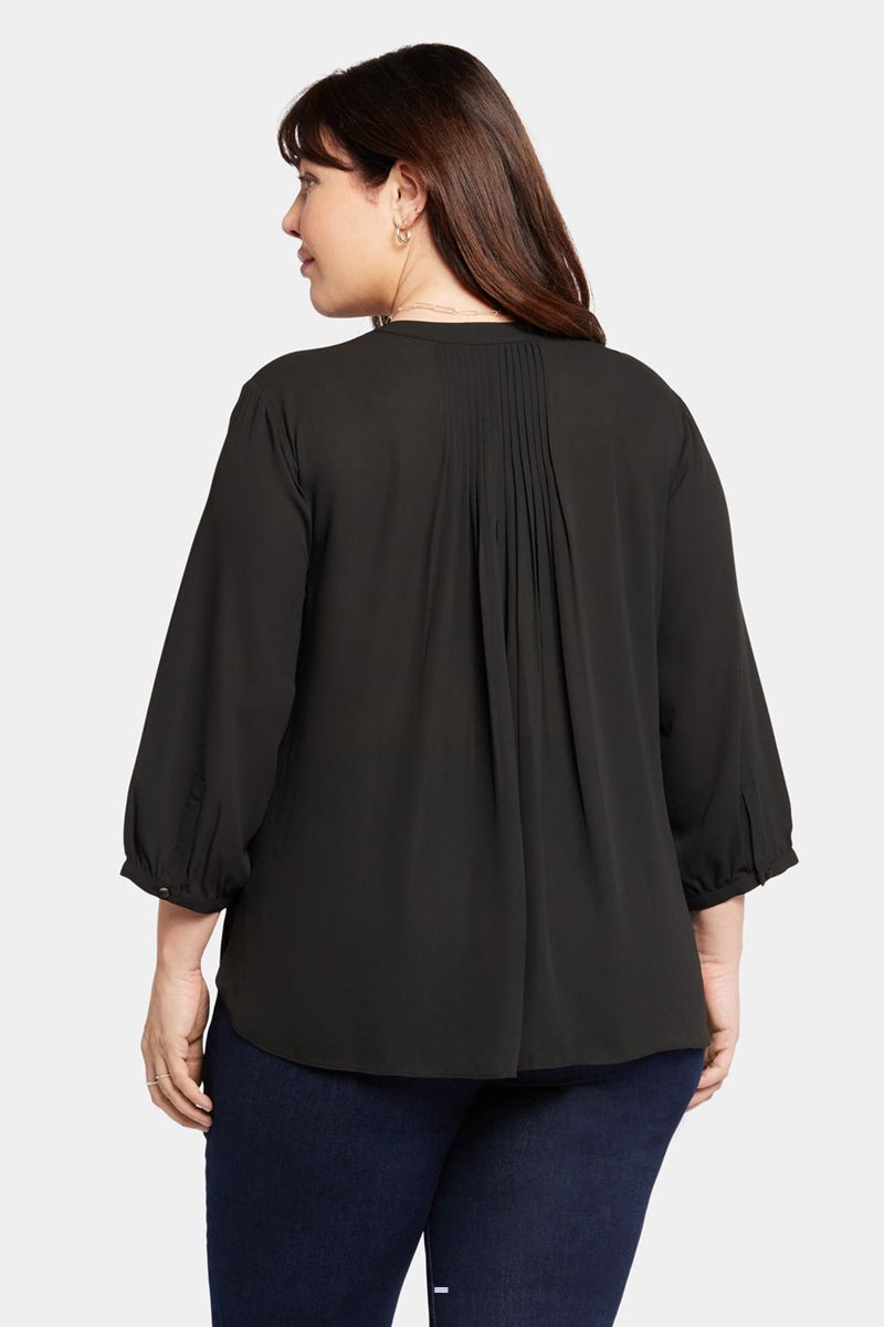 Black Women's NYDJ Plus Pintuck Blouse | NZ 091DUJZPS