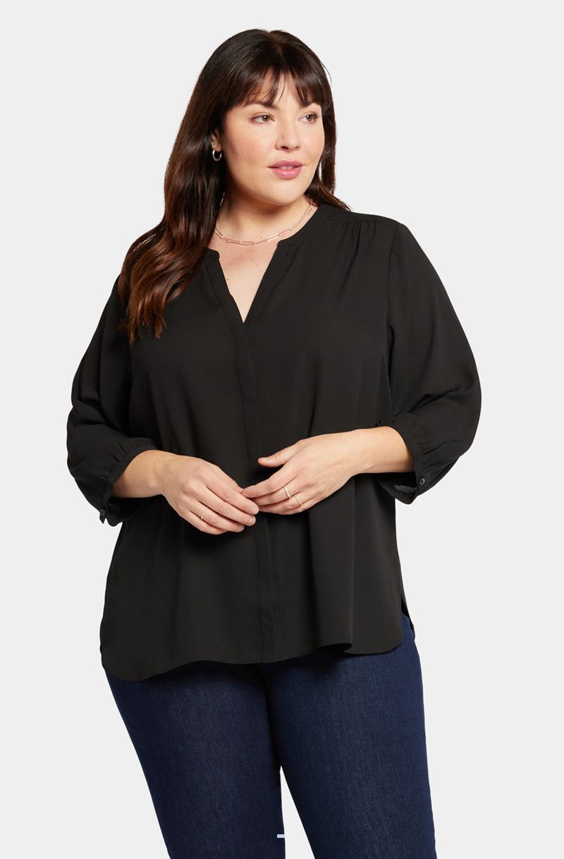 Black Women's NYDJ Plus Pintuck Blouse | NZ 091DUJZPS