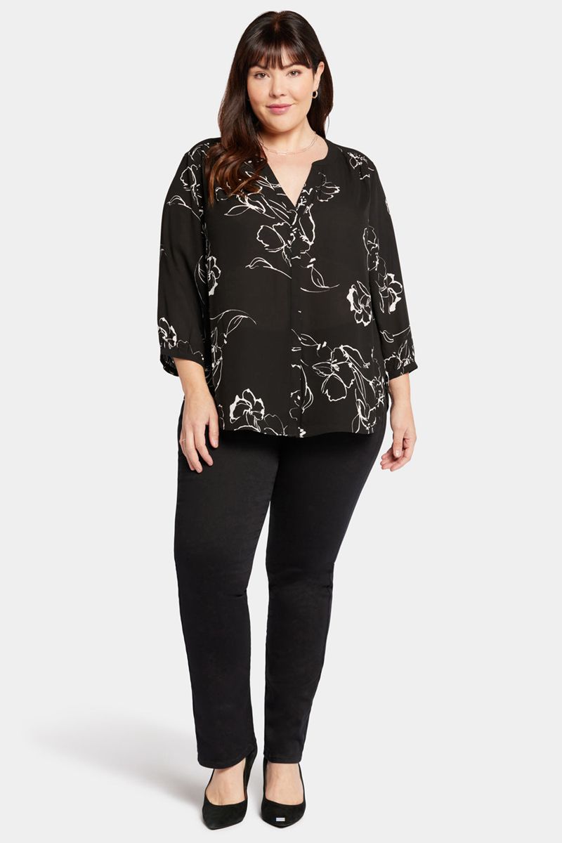 Black Women's NYDJ Plus Pintuck Blouse | NZ 290SCPHVX