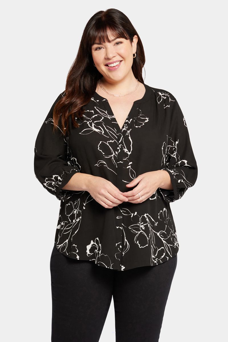 Black Women's NYDJ Plus Pintuck Blouse | NZ 290SCPHVX