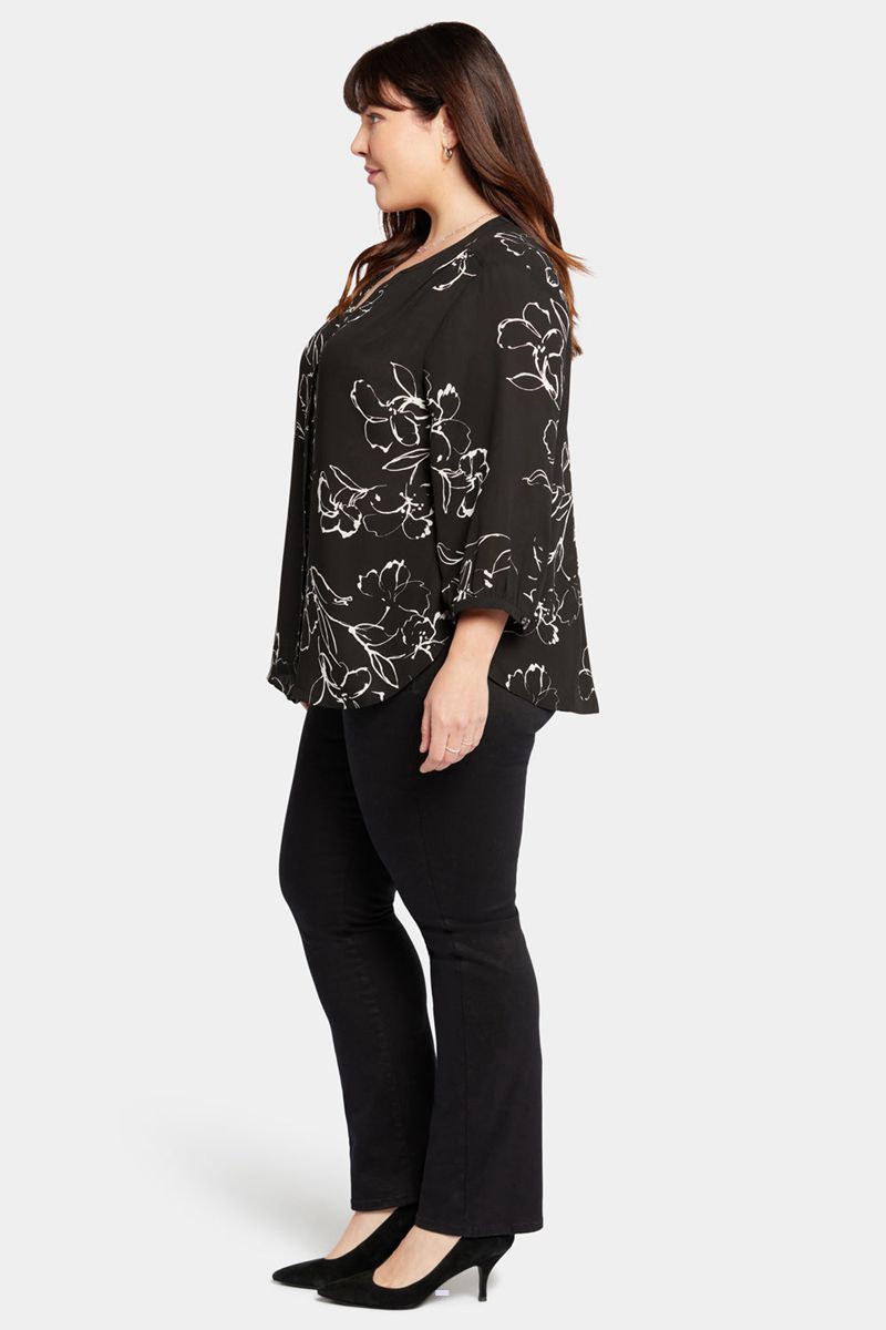 Black Women's NYDJ Plus Pintuck Blouse | NZ 290SCPHVX