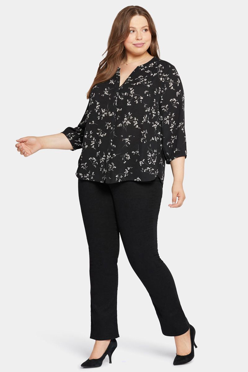 Black Women's NYDJ Plus Pintuck Blouse | NZ 740UBEPJH