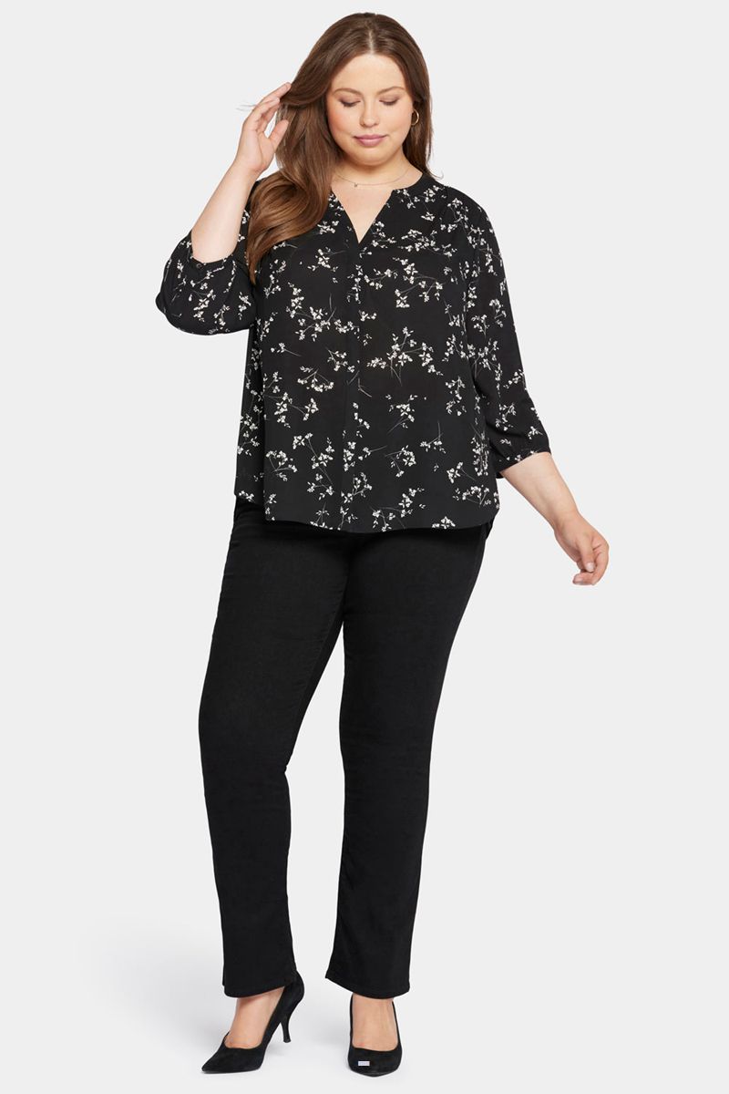 Black Women's NYDJ Plus Pintuck Blouse | NZ 740UBEPJH