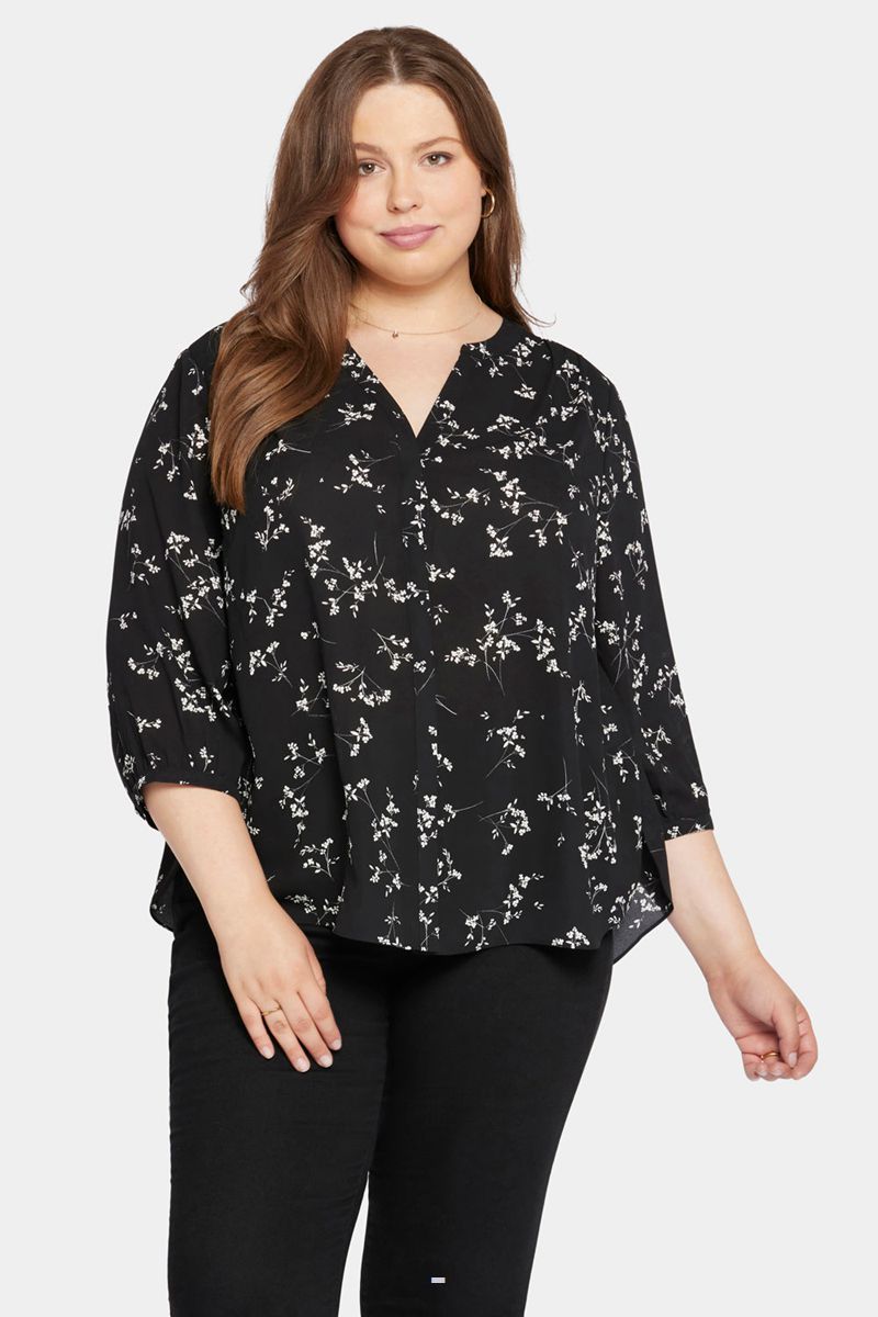 Black Women\'s NYDJ Plus Pintuck Blouse | NZ 740UBEPJH