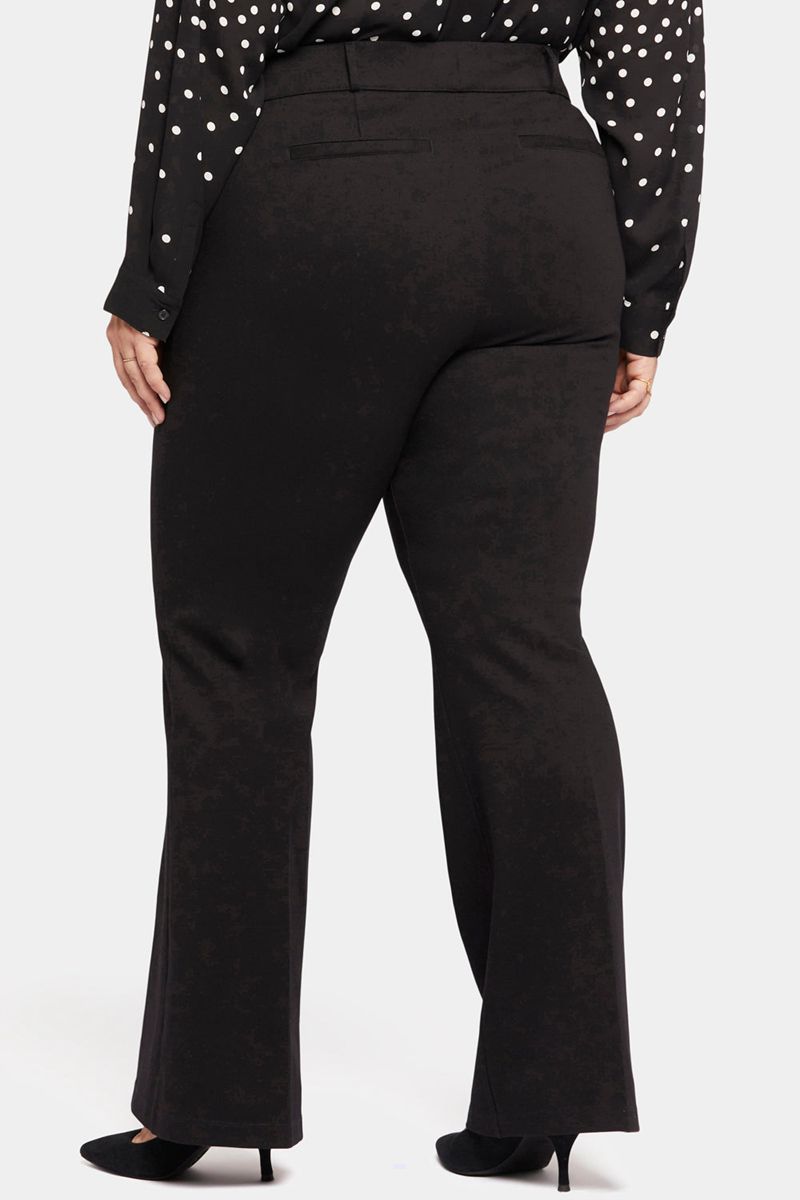 Black Women's NYDJ Plus Pull-On Flared Trouser Pants | NZ 972ZLHIMX