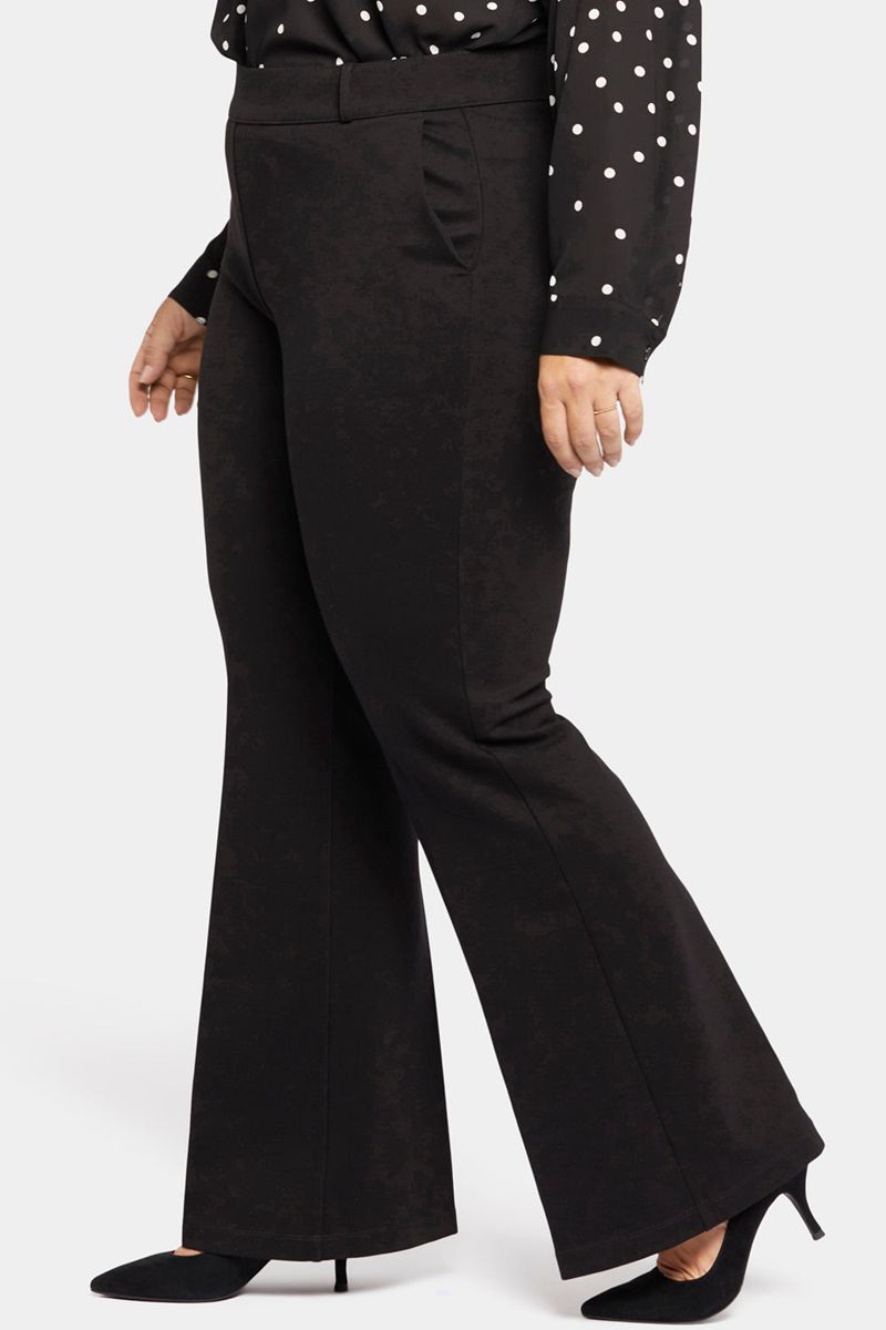 Black Women's NYDJ Plus Pull-On Flared Trouser Pants | NZ 972ZLHIMX