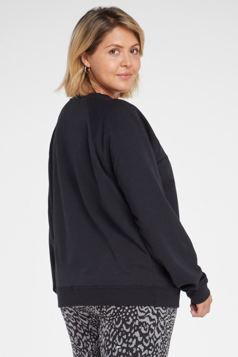 Black Women's NYDJ Plus Raglan Sweatshirts | NZ 561GLCNEQ