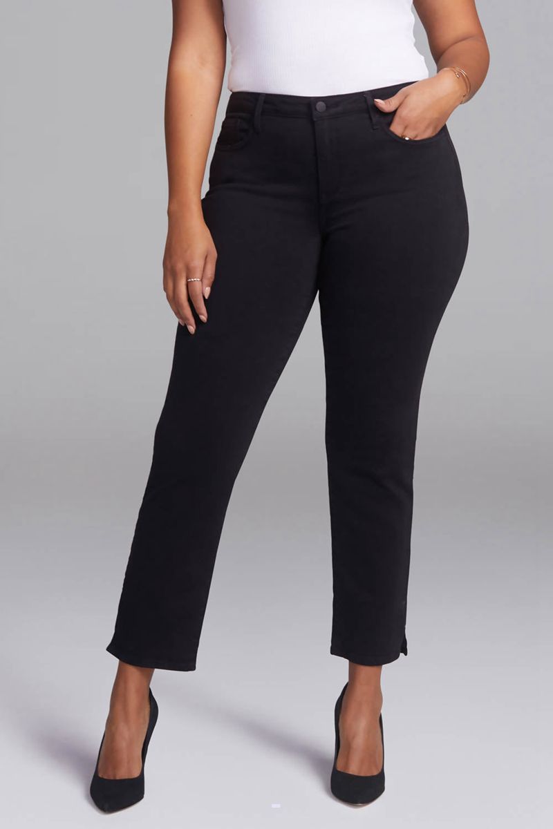 Black Women's NYDJ Plus Slim Straight Ankle Jeans | NZ 174FGPZVI