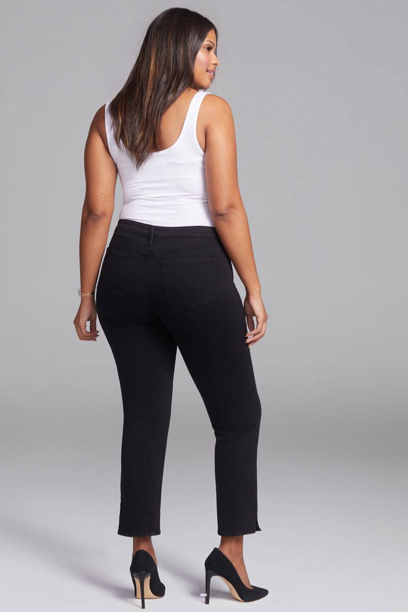 Black Women's NYDJ Plus Slim Straight Ankle Jeans | NZ 174FGPZVI