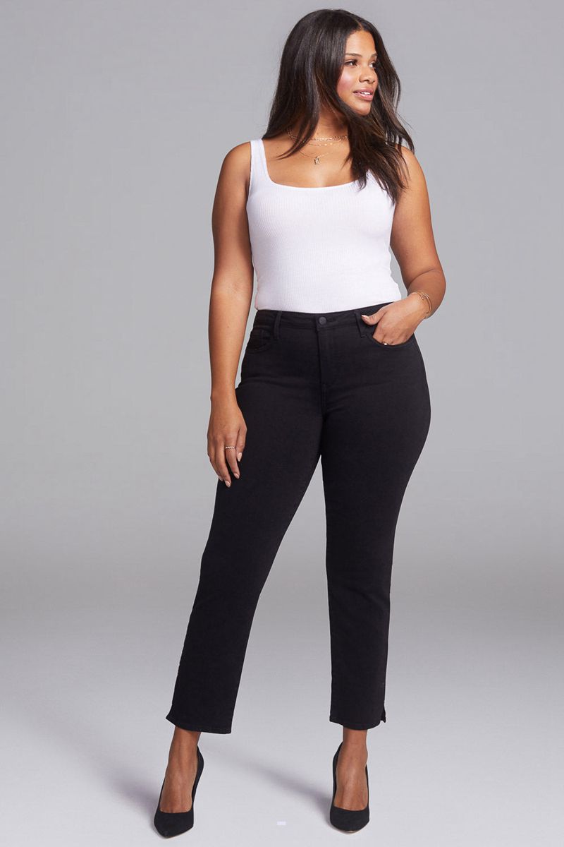 Black Women's NYDJ Plus Slim Straight In Short Inseam Ankle Jeans | NZ 780DZYBAN