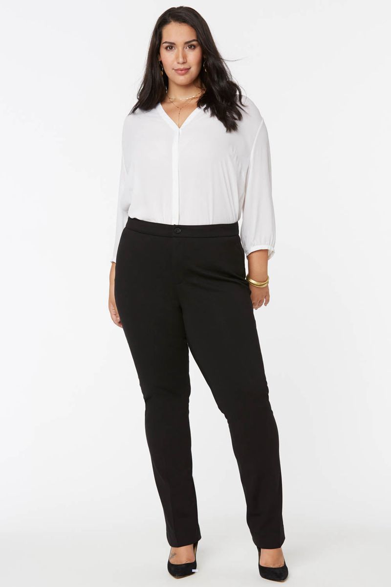 Black Women's NYDJ Plus Slim Trouser In Short Inseam Pants | NZ 536DIVTBH