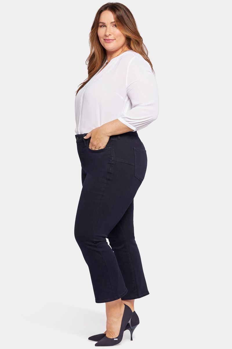 Black Women's NYDJ Plus Uplift Fiona Slim Flared Ankle Jeans | NZ 624OUGWTP