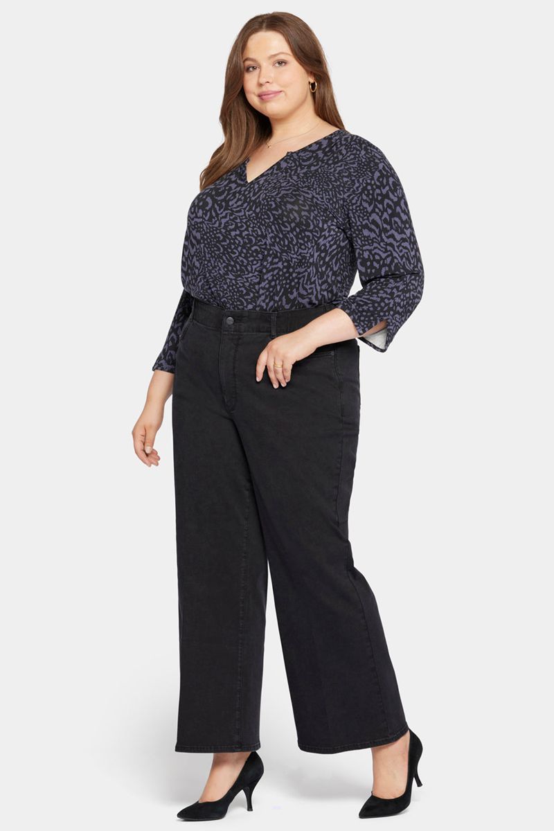 Black Women's NYDJ Plus Waist-Match™ Major Wide Leg Jeans | NZ 529MNDKUI