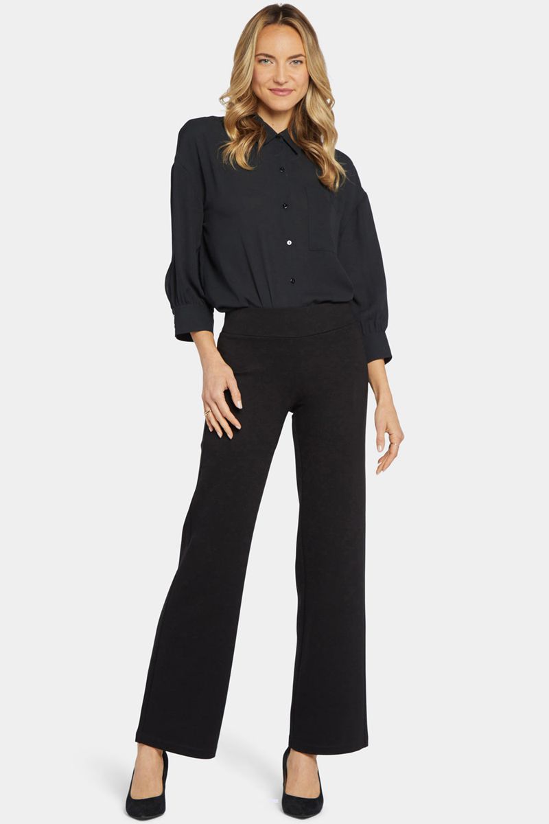 Black Women's NYDJ Pull-On Relaxed Straight Pants | NZ 927QIMZUN