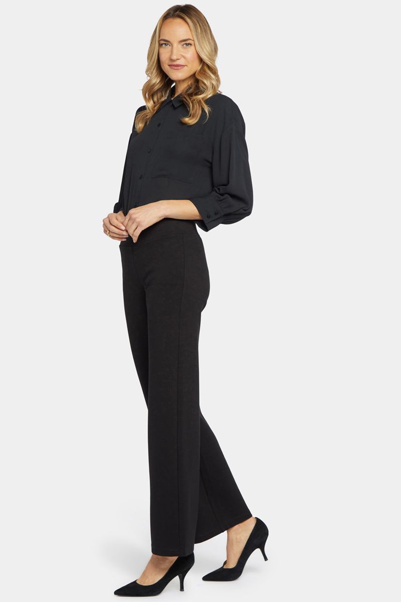 Black Women's NYDJ Pull-On Relaxed Straight Pants | NZ 927QIMZUN