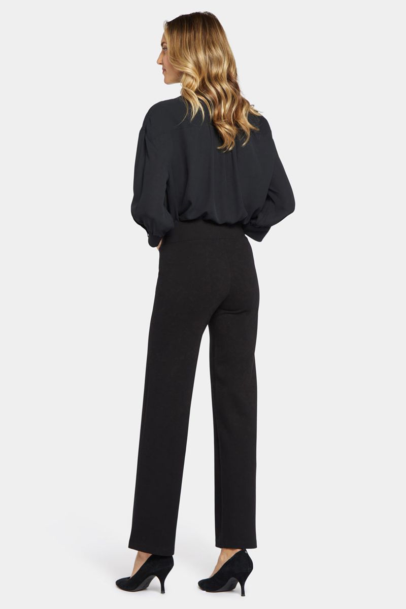 Black Women's NYDJ Pull-On Relaxed Straight Pants | NZ 927QIMZUN