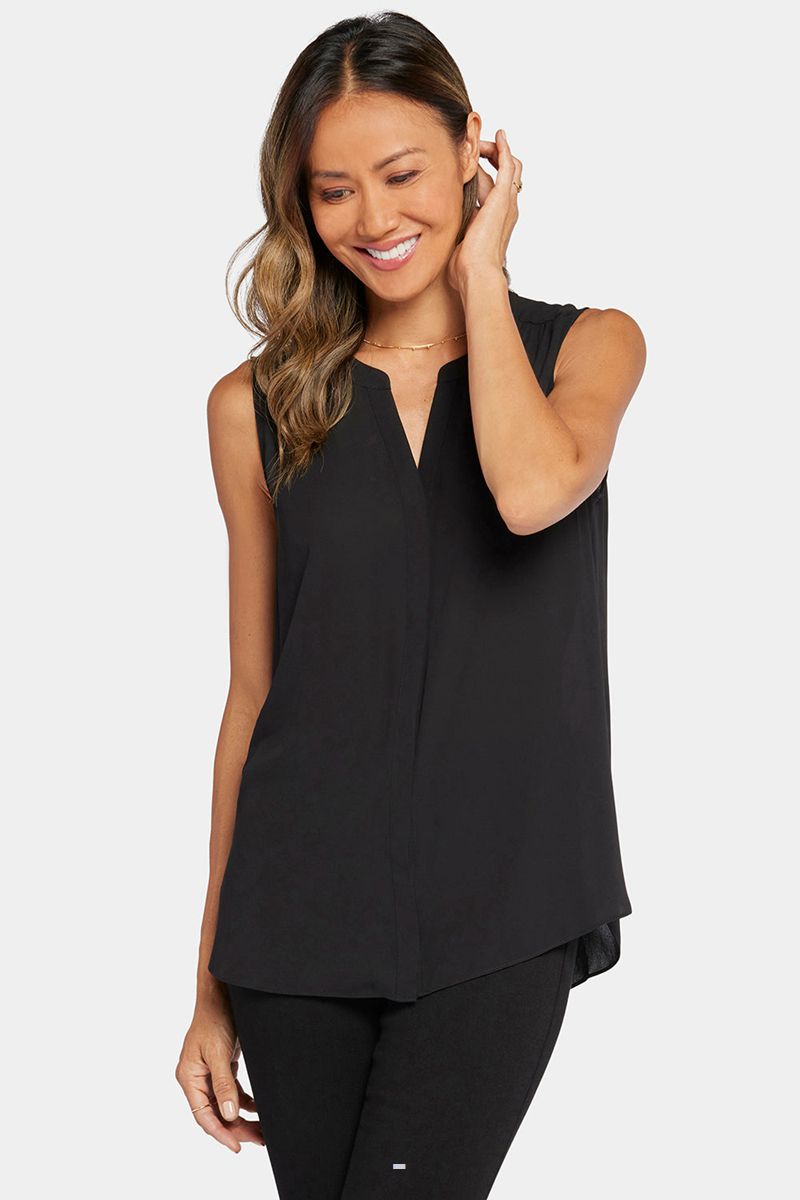 Black Women's NYDJ Sleeveless Pintuck Blouse | NZ 813CJASIW