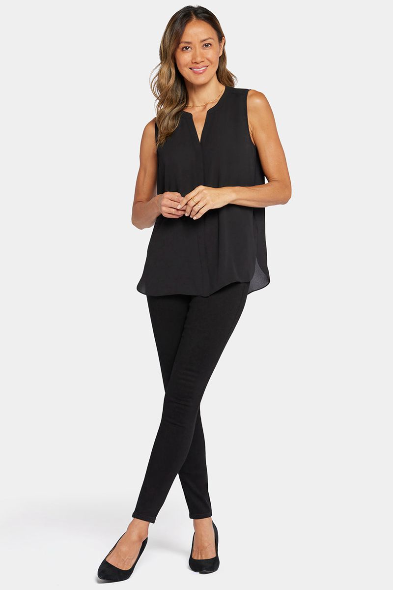 Black Women's NYDJ Sleeveless Pintuck Blouse | NZ 813CJASIW