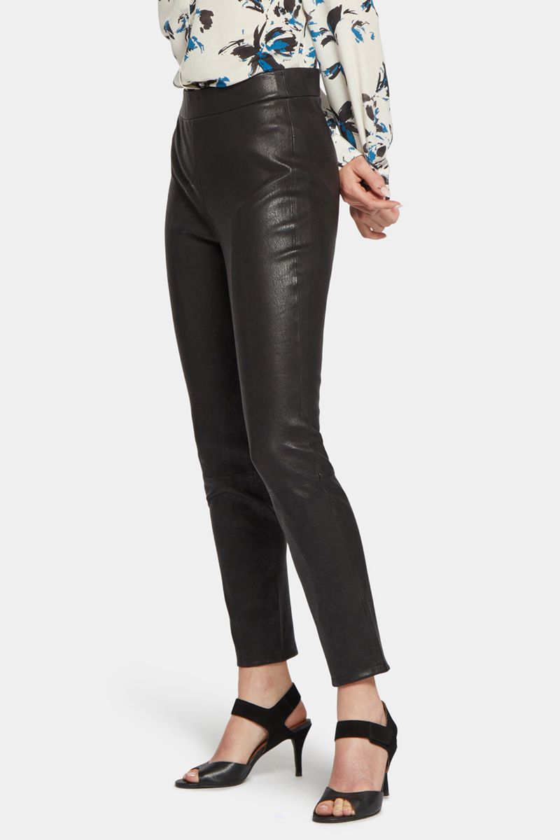 Black Women's NYDJ Stretch Leather Leggings | NZ 520KWJCNP