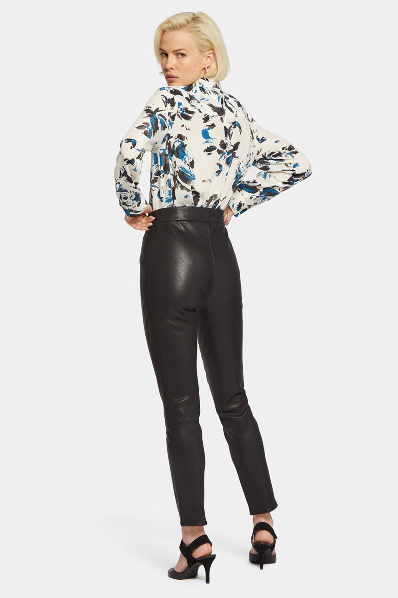 Black Women's NYDJ Stretch Leather Leggings | NZ 520KWJCNP