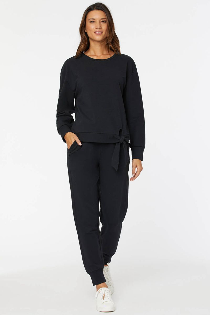 Black Women's NYDJ Tie Front Sweatshirts | NZ 149BPZCME