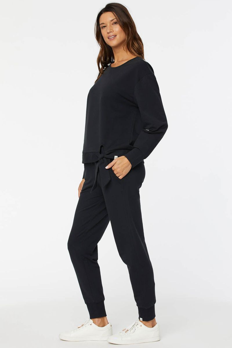 Black Women's NYDJ Tie Front Sweatshirts | NZ 149BPZCME