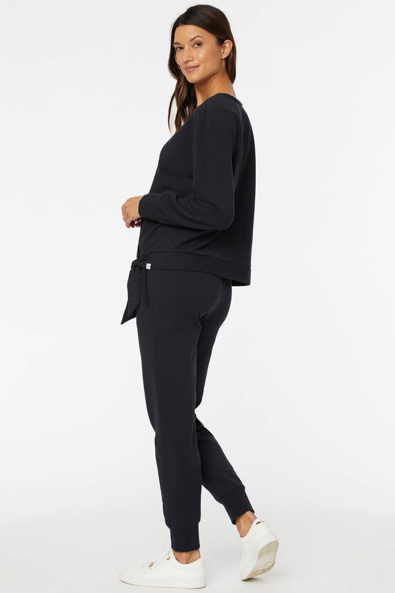 Black Women's NYDJ Tie Front Sweatshirts | NZ 149BPZCME