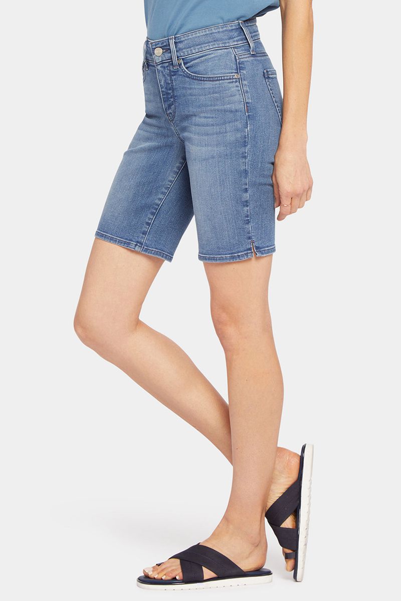 Blue Women's NYDJ Petite Ella Denim Shorts | NZ 476BKCFXO