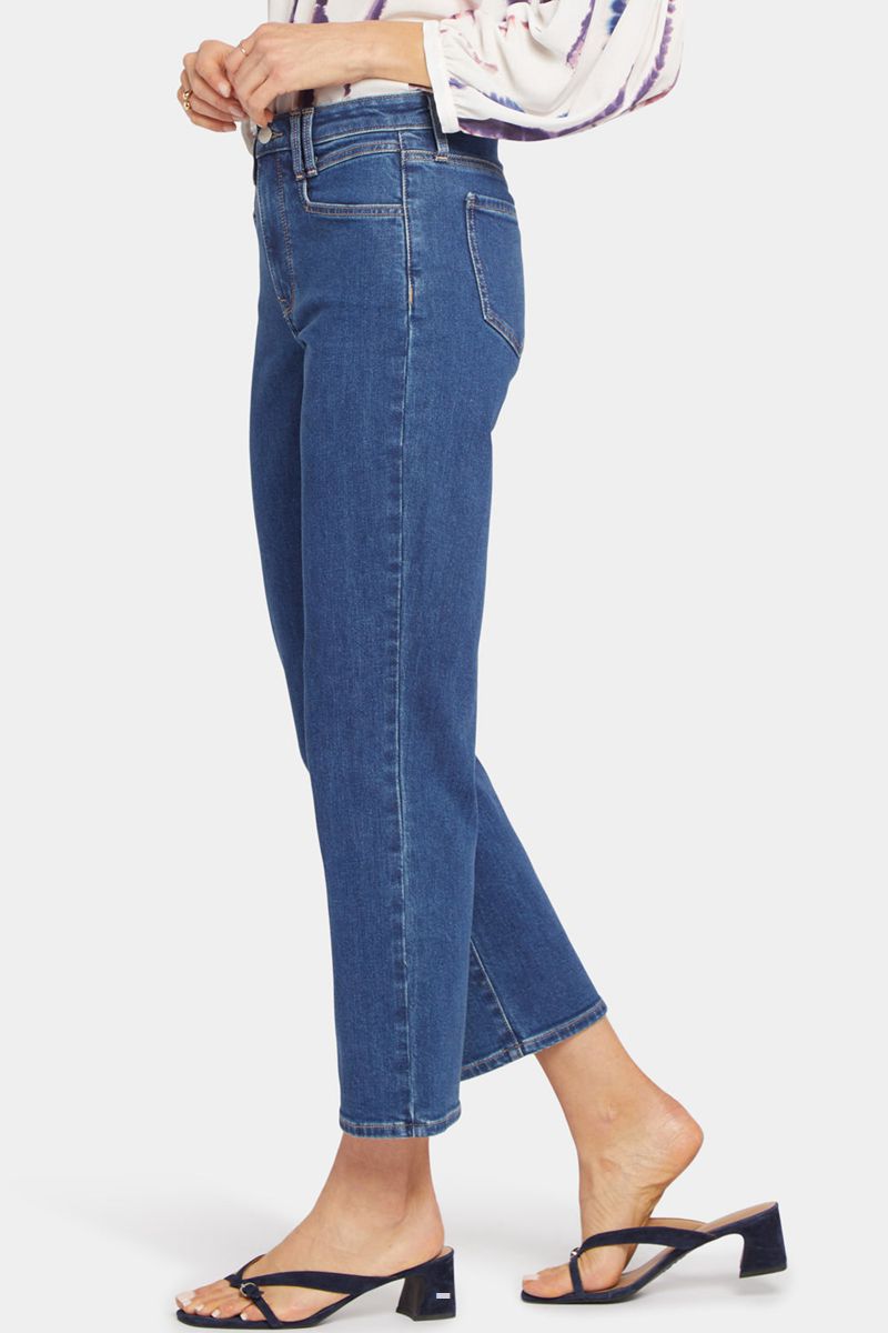 Blue Women's NYDJ Petite Relaxed Straight Ankle Jeans | NZ 963DMSTKF