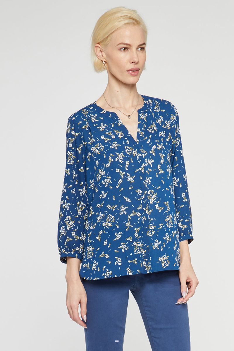 Blue Women's NYDJ Pintuck Blouse | NZ 128XOTISN