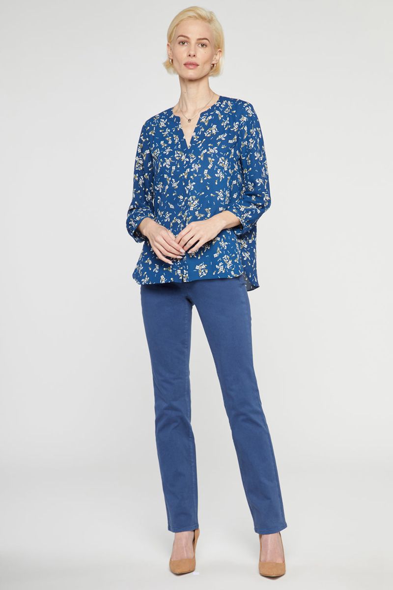 Blue Women's NYDJ Pintuck Blouse | NZ 128XOTISN