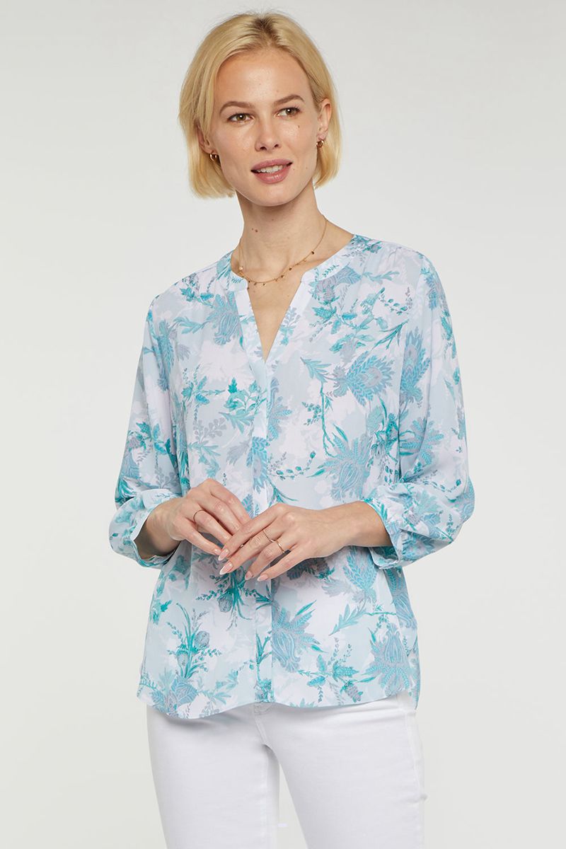 Blue Women's NYDJ Pintuck Blouse | NZ 586LJXUBO