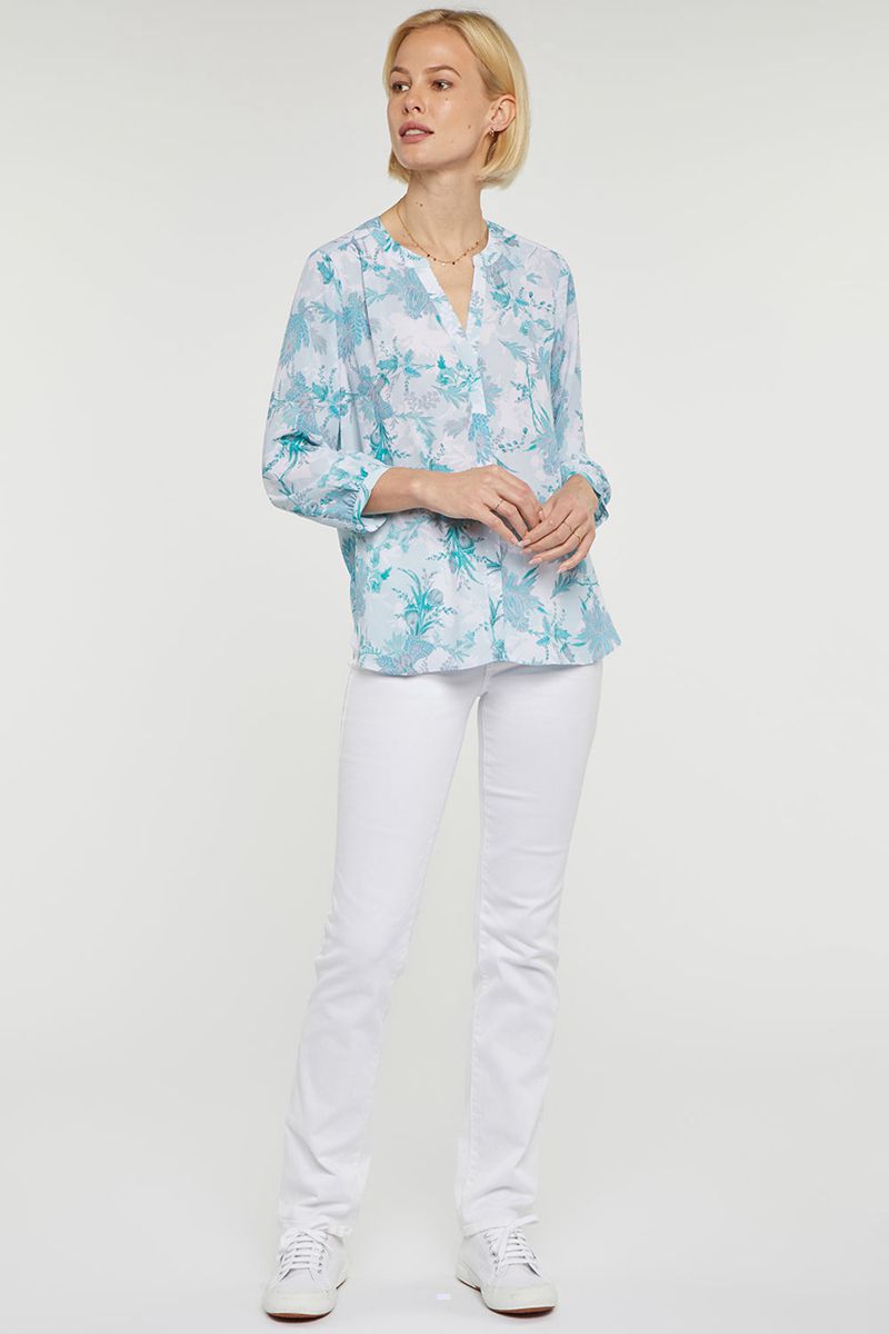 Blue Women's NYDJ Pintuck Blouse | NZ 586LJXUBO