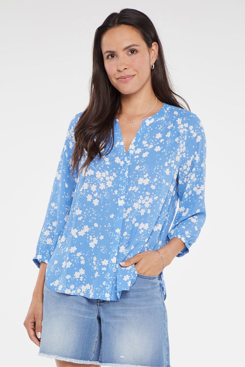 Blue Women\'s NYDJ Pintuck Blouse | NZ 794TKNRDZ