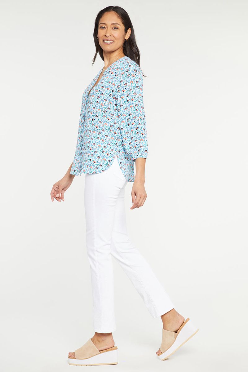 Blue Women's NYDJ Pintuck Blouse | NZ 835UQTHKJ