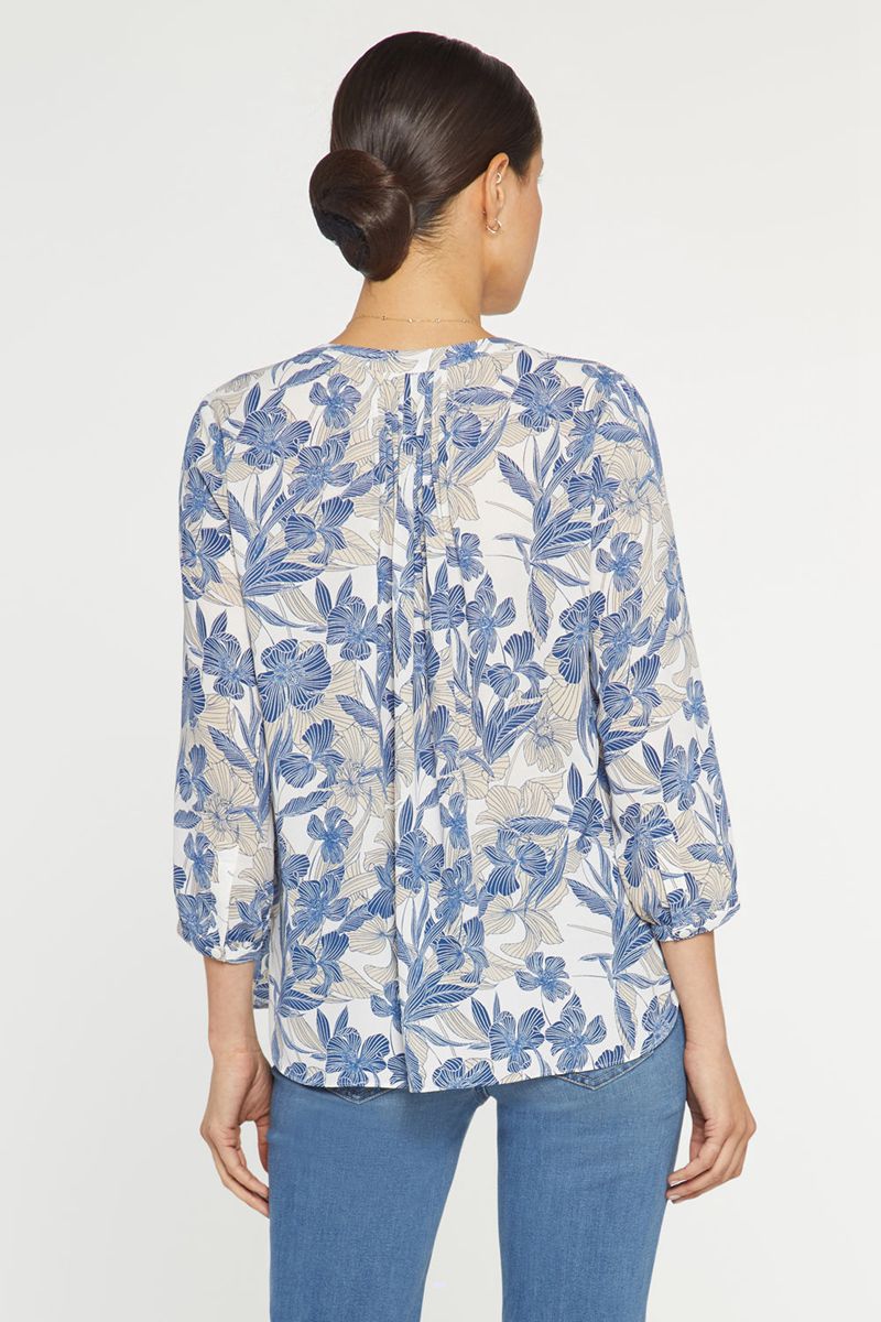 Blue Women's NYDJ Pintuck Blouse | NZ 863DAUSQJ