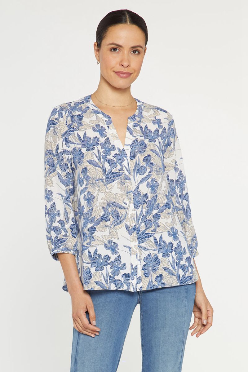 Blue Women's NYDJ Pintuck Blouse | NZ 863DAUSQJ