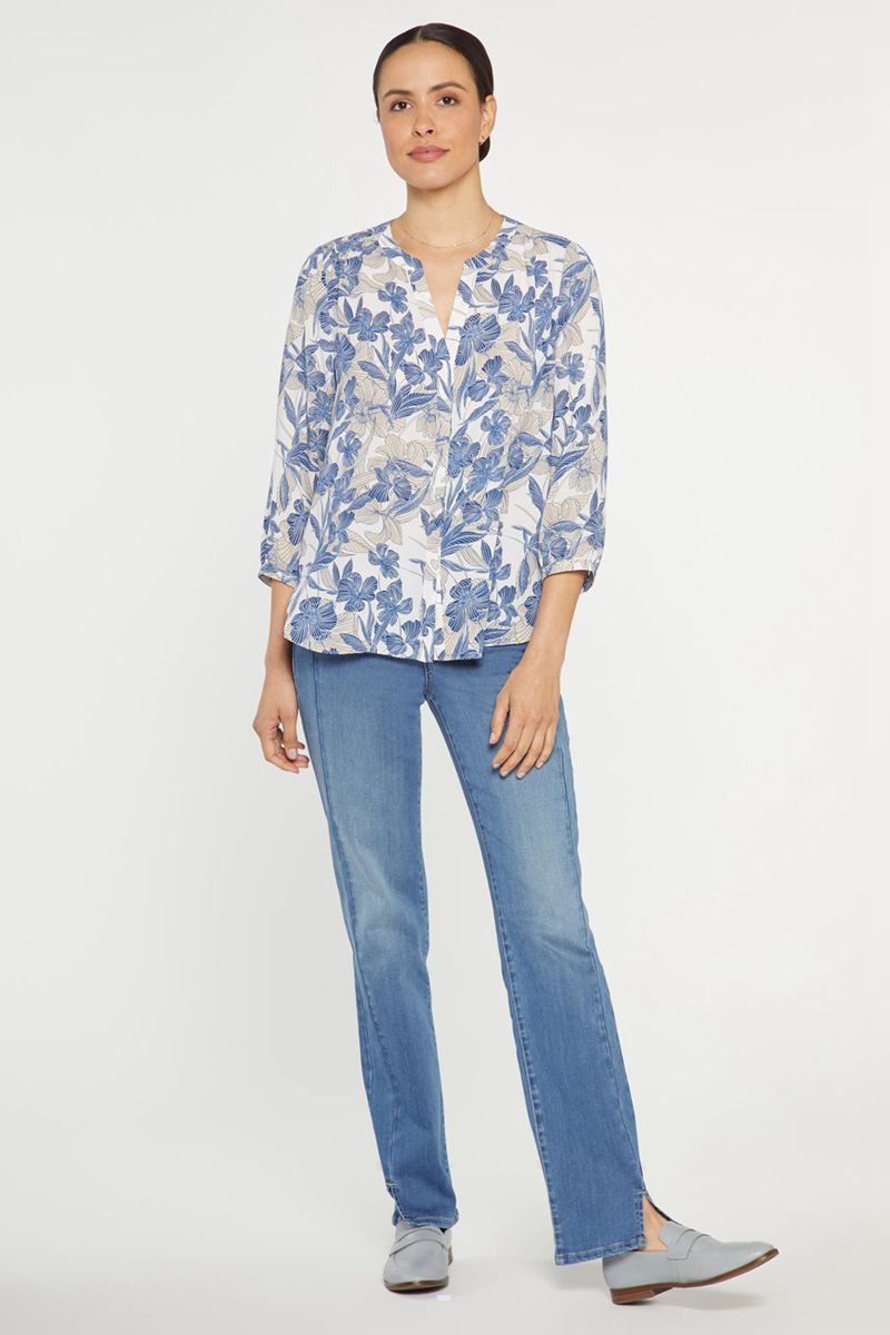 Blue Women's NYDJ Pintuck Blouse | NZ 863DAUSQJ