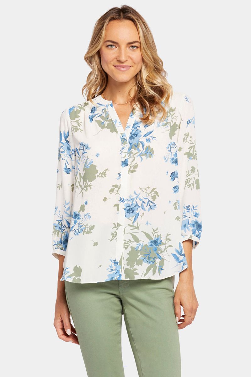 Blue Women's NYDJ Pintuck Blouse | NZ 913DPZWVQ