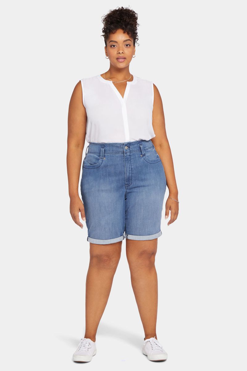 Blue Women's NYDJ Plus Ella Denim Shorts | NZ 260UQRBZA