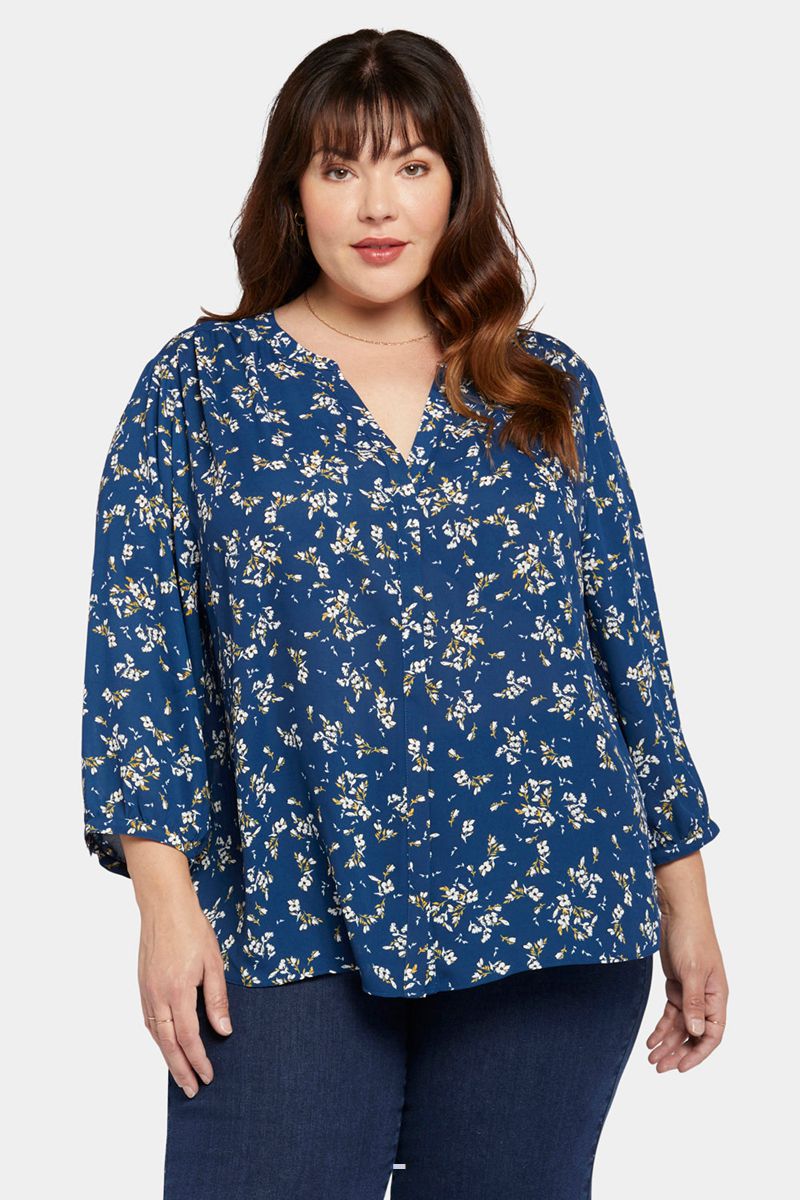 Blue Women's NYDJ Plus Pintuck Blouse | NZ 165DLYQKC