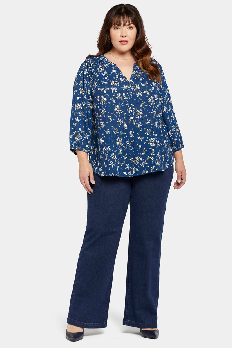 Blue Women's NYDJ Plus Pintuck Blouse | NZ 165DLYQKC