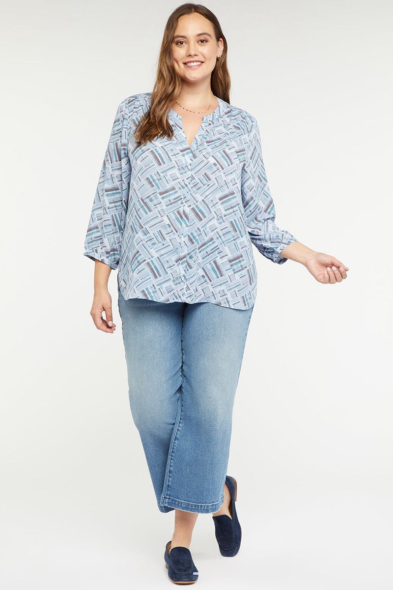 Blue Women's NYDJ Plus Pintuck Blouse | NZ 471QXUAOZ