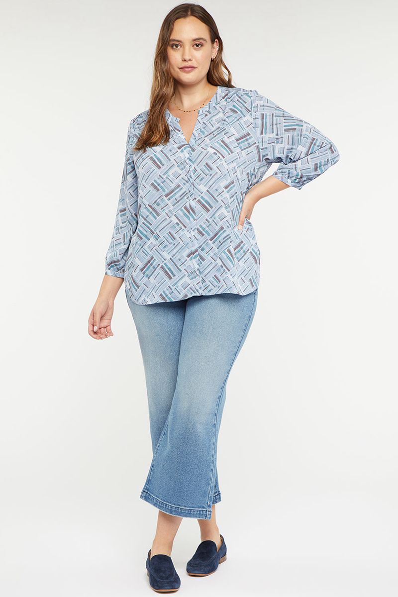 Blue Women's NYDJ Plus Pintuck Blouse | NZ 471QXUAOZ