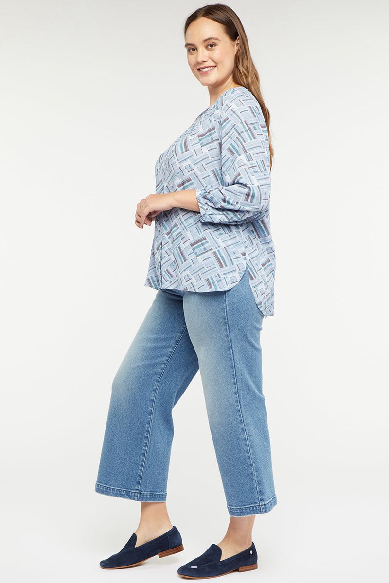 Blue Women's NYDJ Plus Pintuck Blouse | NZ 471QXUAOZ