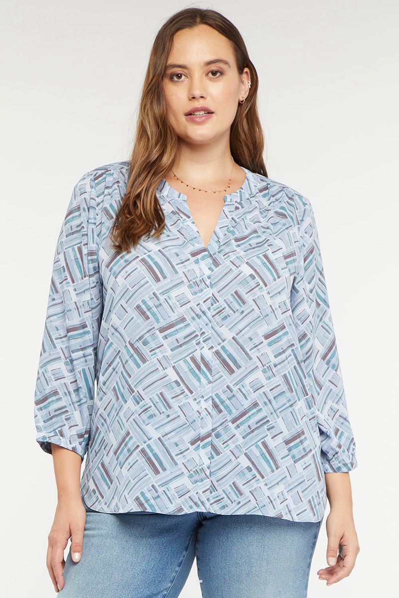 Blue Women\'s NYDJ Plus Pintuck Blouse | NZ 471QXUAOZ