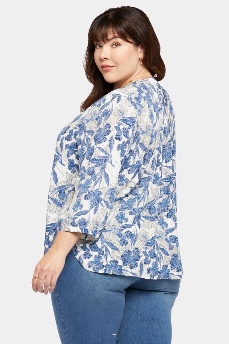 Blue Women's NYDJ Plus Pintuck Blouse | NZ 491NUIGVE