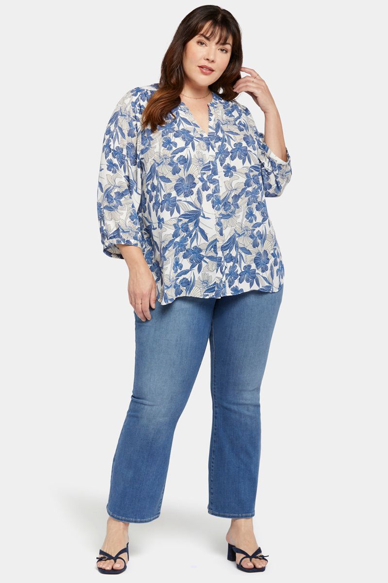 Blue Women's NYDJ Plus Pintuck Blouse | NZ 491NUIGVE